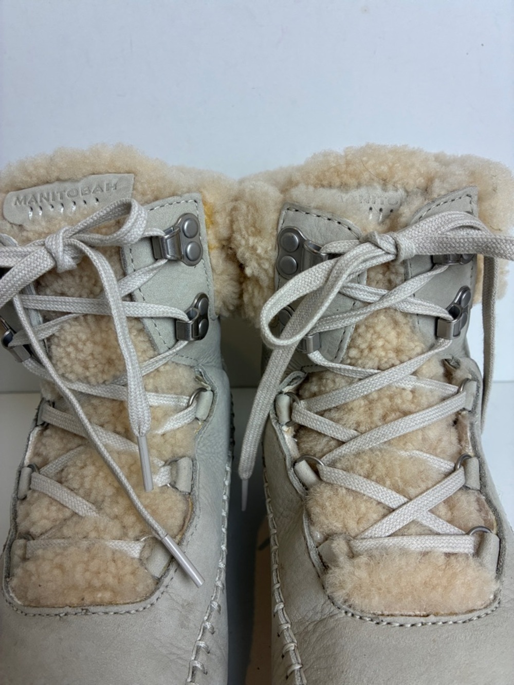 Manitobah Pacific Hiker Boots 9 Waterproof Grey Pumice Suede + Shearling Winter - Picture 11 of 16